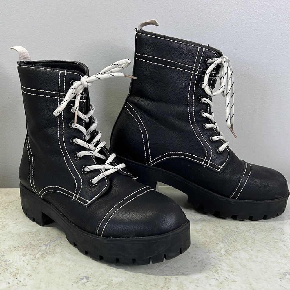 Seven7 Black Combat Boots Size 8